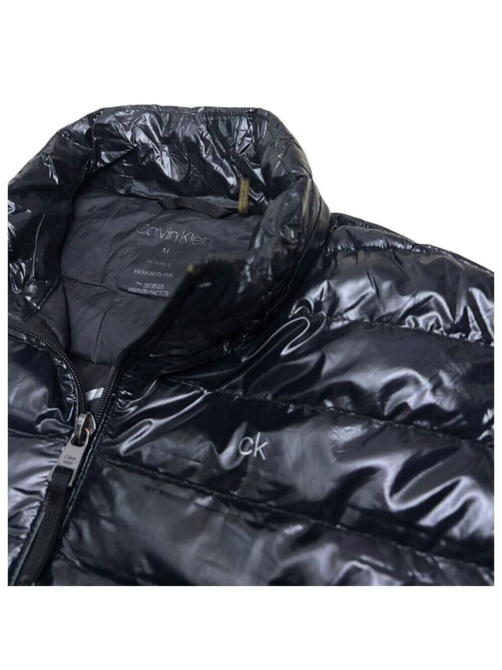 CALVIN KLEIN Premium Down Fill Shiny Winter Puffer Parka Jacket Coat Mens Medium - Picture 7 of 8